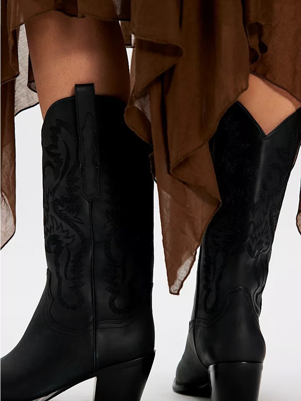 Jeffrey Campbell Daggert Cowboy Boots Black Leather Women's Size 9 - Picture 3 of 11